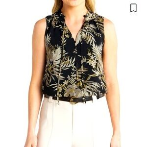 NEW…41 HAWTHORN Amanda Sleeveless Split Neck Ruffle Detail Blouse